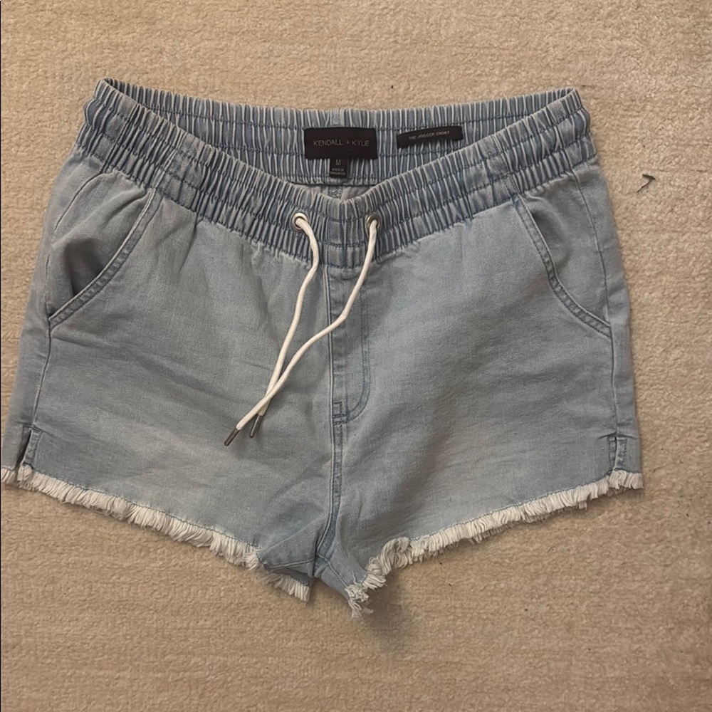 Kendall & Kylie Blue Jean Shorts with Frayed Hem